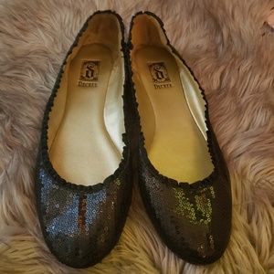 Black sequin flats